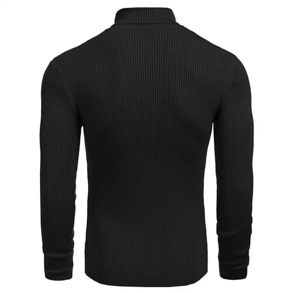 

Men Winter Sweater Knitted Sweater Stylish Men's High Collar Sweater Warm Knitted Texture Slim Fit Anti-pilling for Fall Winter