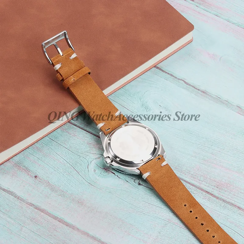 Vintage Blue & Brown Suede and Leather Watch Strap with Quick Release