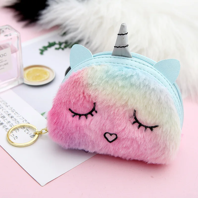 FFIY Mini Wallet Zip Around Cute Unicorn Holographic Coin Purse