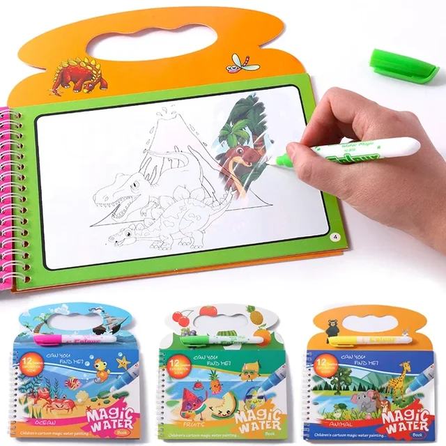 Magical Water Painting Book Toddler Early Education Toys Reusable Magic Drawing Coloring Book for Kids Children Montessori Toys 3