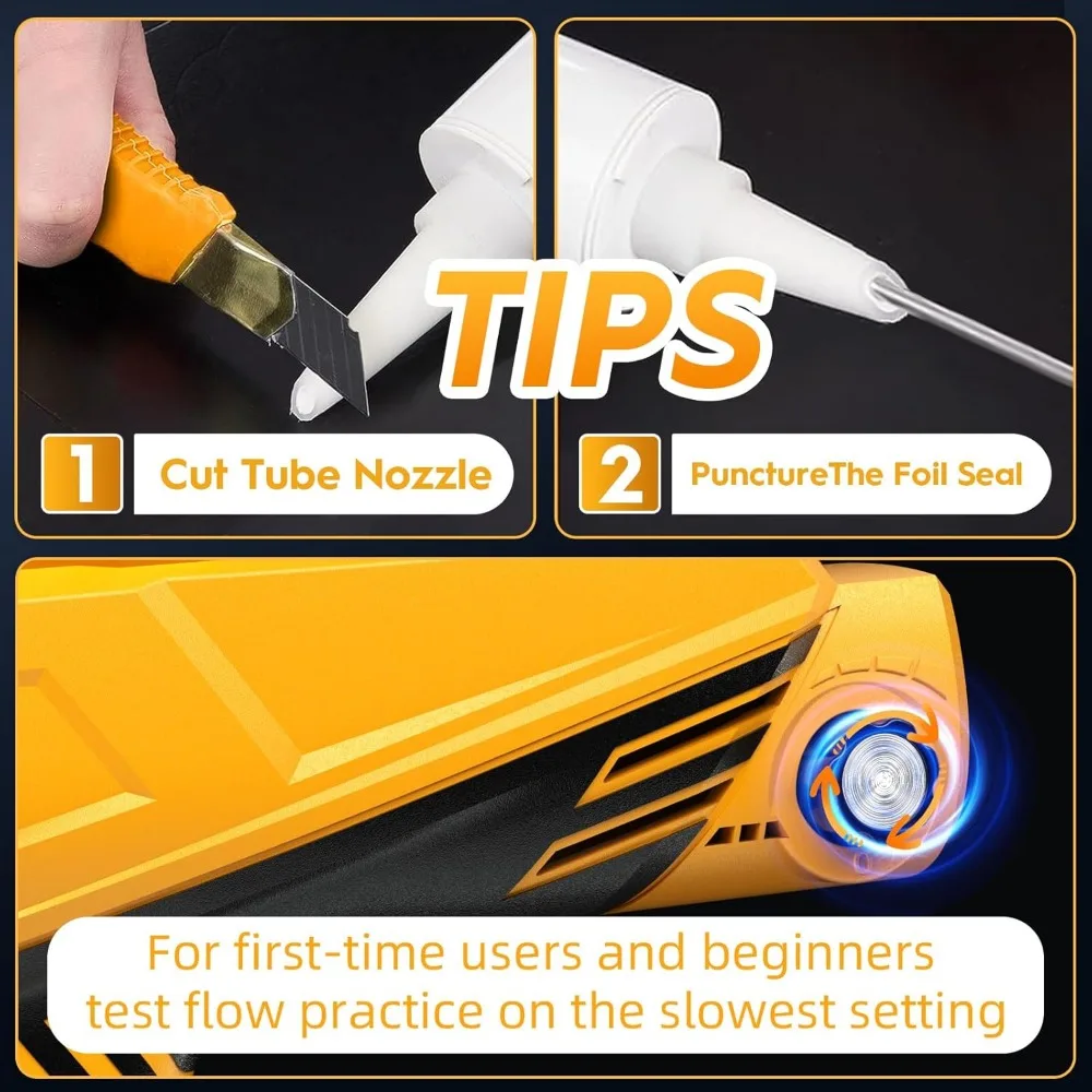 Caulk Gun Dripless Caulking Gun Electric Caulk Max 4000N Force 10oz/300ml Lightweight Cordless Battery Powered