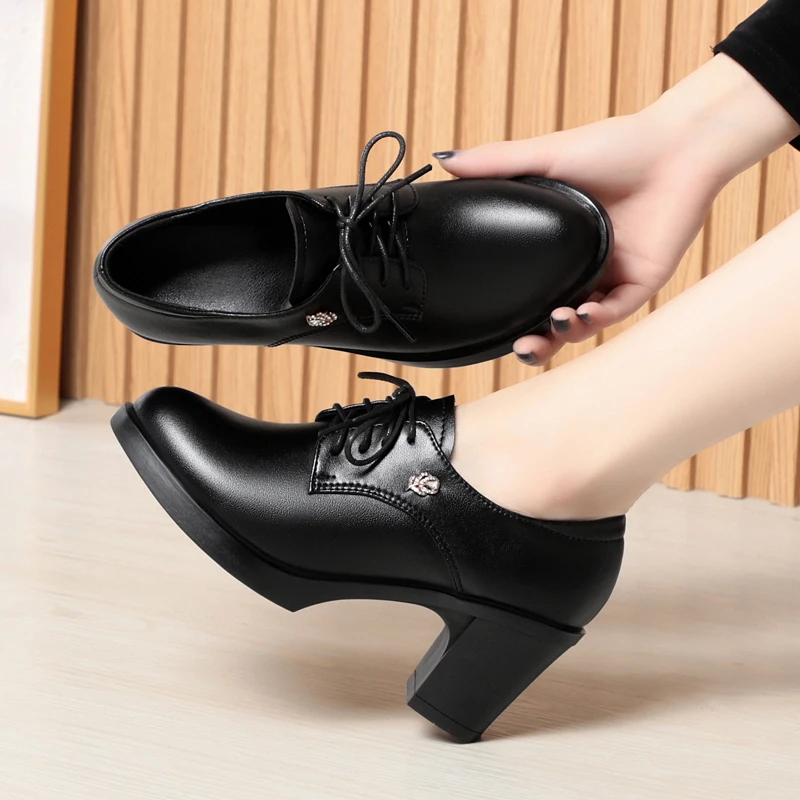 DIMANYU Genuine Leather Women's Shoes Spring 2024 New Lace-up Female Dress Shoes Large Size Office Shoes Lady