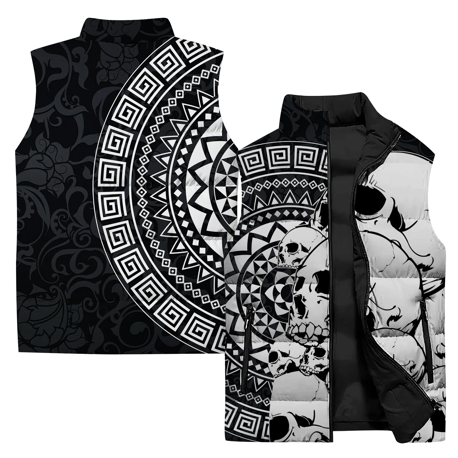 thumbnail image 1 of Chaleco calefactor de esqueleto para hombre, chaquetas de invierno ligeras para hombre, chaquetas de plumón de moda para hombre 2024, chaleco de viento frío cálido y asequible y fresco con calavera, 1 of 4