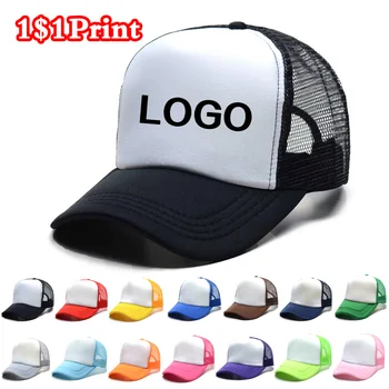 Berretto da camionista in rete con stampa logo personalizzato fai-da-te Berretto unisex Berretto da baseball semplice casual Cappelli snapback regolabili per donna Uomo Berretto da camionista 1