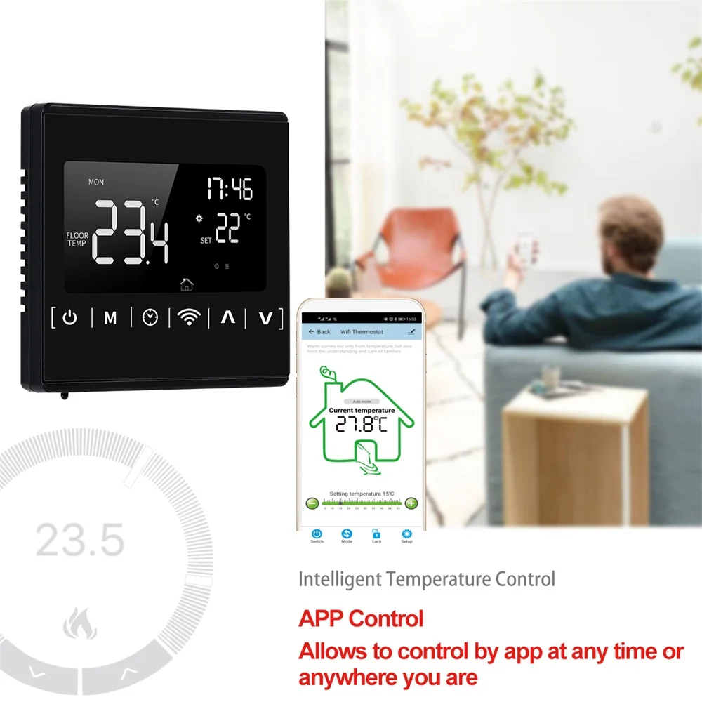 전기 가스 보일러 물 난방 음성 온도 컨트롤러 화씨에 대 한 110V 220V 바닥 온난화 룸 Wifi 온도 조절기