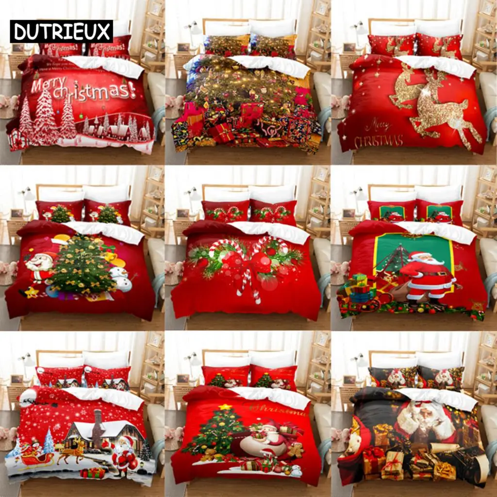 3D Christmas Quilt Cover Bedding Set Duvet Comforter Pillow Case Bed Linens Twin Queen King Double Full Single 3PCS 2PCS Bedroom