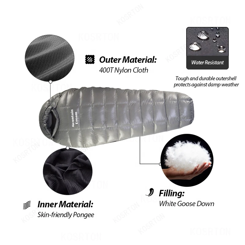 Mummy Checkered Sleeping Bag White Goose Down Filling Suitable for Adults Winter Warm Camping Travel Hiking sleeping bag survival sleeping bag