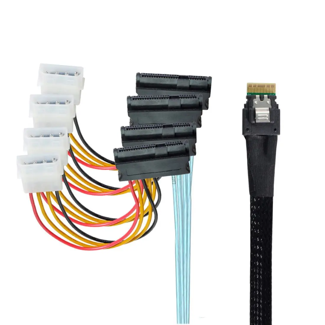 

CYSM ChenYang CY SFF-8654 4i 38Pin Slimline SAS 4.0 Host to 4 SAS 29Pin SFF-8654 Target Hard Disk Fanout Raid Cable