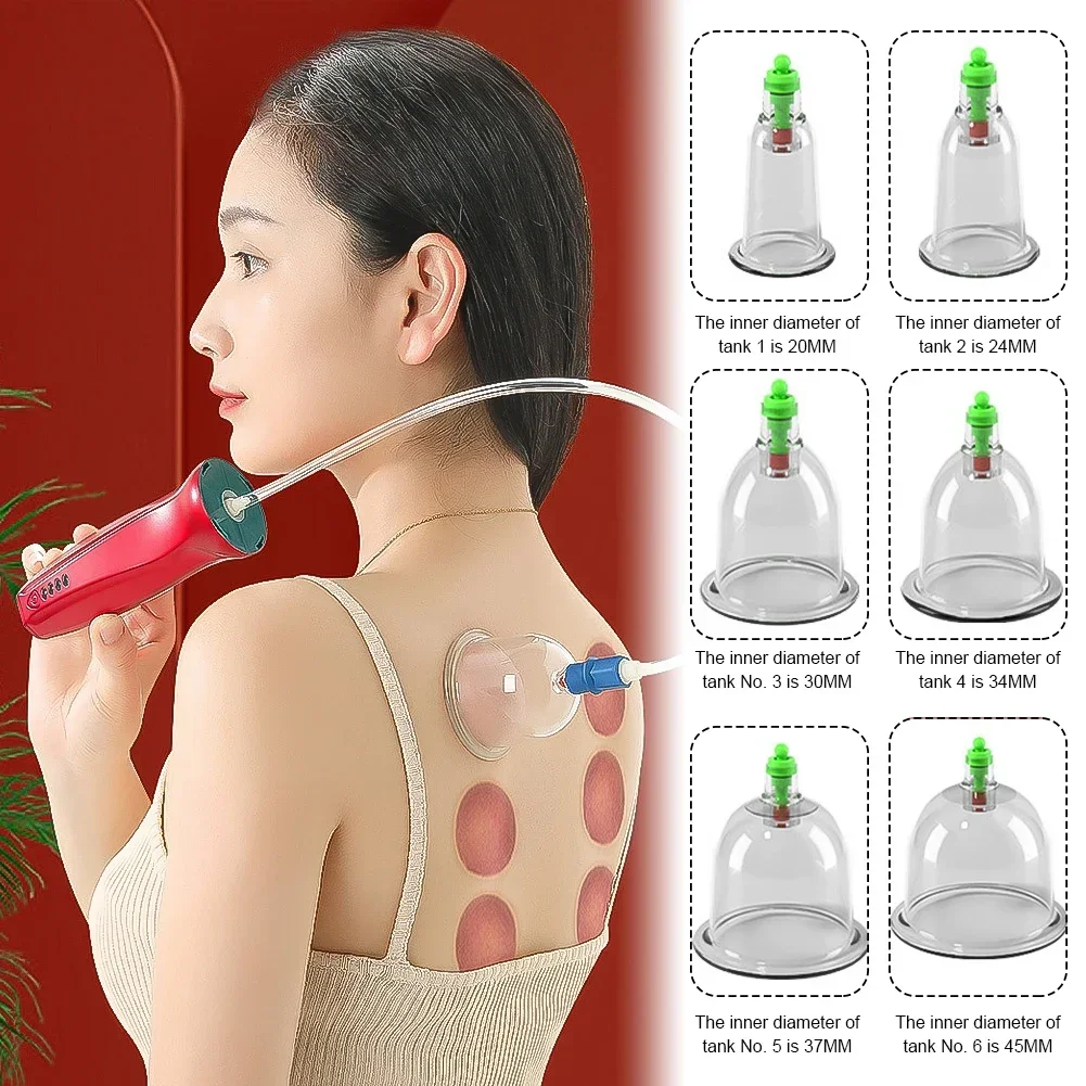 6 Cans Electric Cupping Therapy Device Set Body Massager Gun Gua Sha Therapy Massager Scraping Stimulate Acupoint Detoxification 4