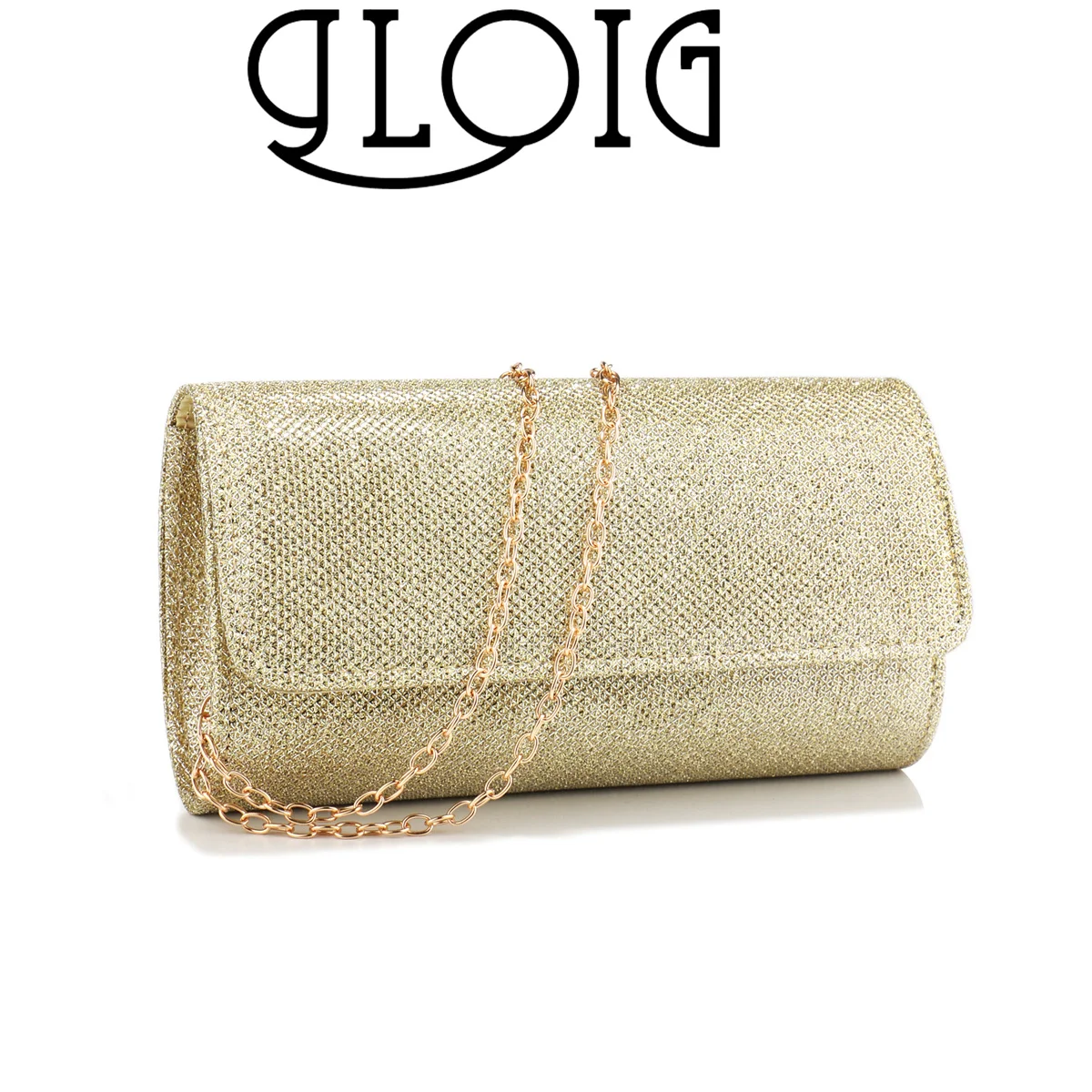 Golden Chain Metal Clutch Bags for Women Evening Use