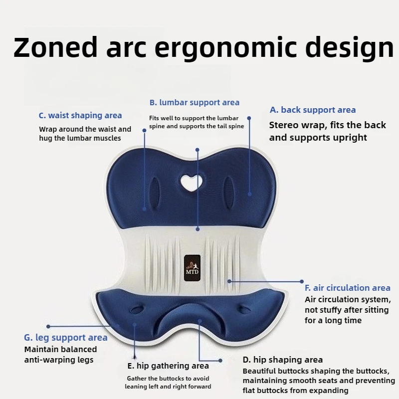 Ergonomic Seat Lumbar Support Sitting Posture Correction Cushion Back Ergonomic Posture Corrector Chair for Household & Office