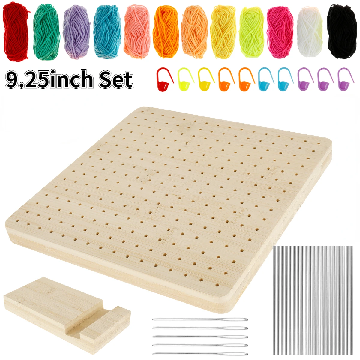 9.25in Crochet Blocking Board with 20Pins Sycamore Wood Square Blocking  Board w/ 12Colored Yarn and Stitch Marker Knitting Board - AliExpress