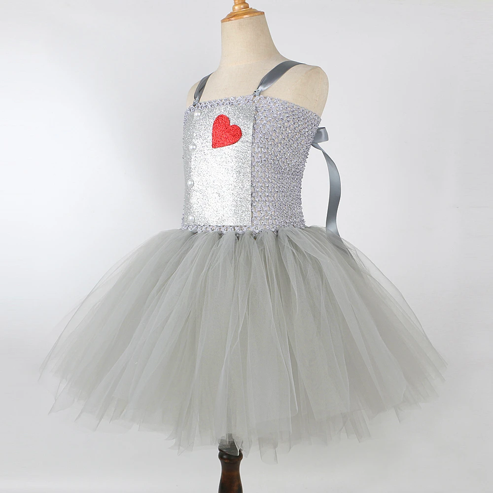 Gray Tin Man Halloween Costumes for Girls Scarecrow Tutu Dress for Kids Birthday Party Outfit Children Storybook Fancy Clothes