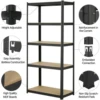180cm/70.8" Garage Shelving Heavy Duty Garage Storage Shelves Load 1929Lbs, Wide Heavy Duty Shelving, Adjustable 5-Tier Metal 6