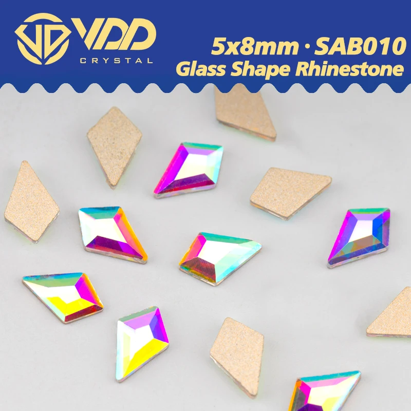 

VDD 5x8 мм 100/500/1440 шт. стеклянная форма, блестящий цвет AB, камень с плоским основанием, оптовая продажа, аксессуары для ногтевого дизайна SAB10