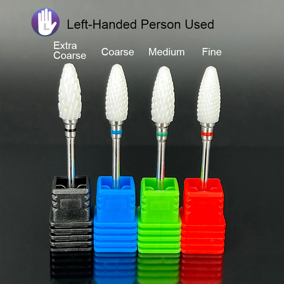 Left Handed Ceramic Nail Drill Bit Milling Cutter Electric Manicure Machine Accessories Nail Art Tools nail drill bits,electric nail drill,electric nail grinder