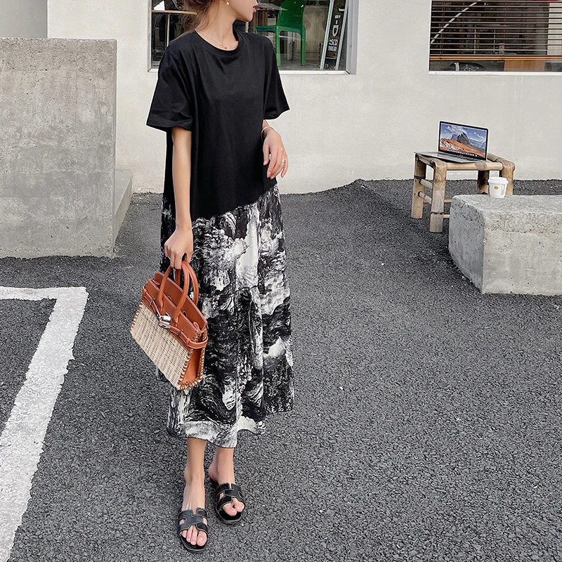 

Женское винтажное платье миди с цветочным принтом, повседневное и праздничное платье большого размера с коротким рукавом, лето 2022