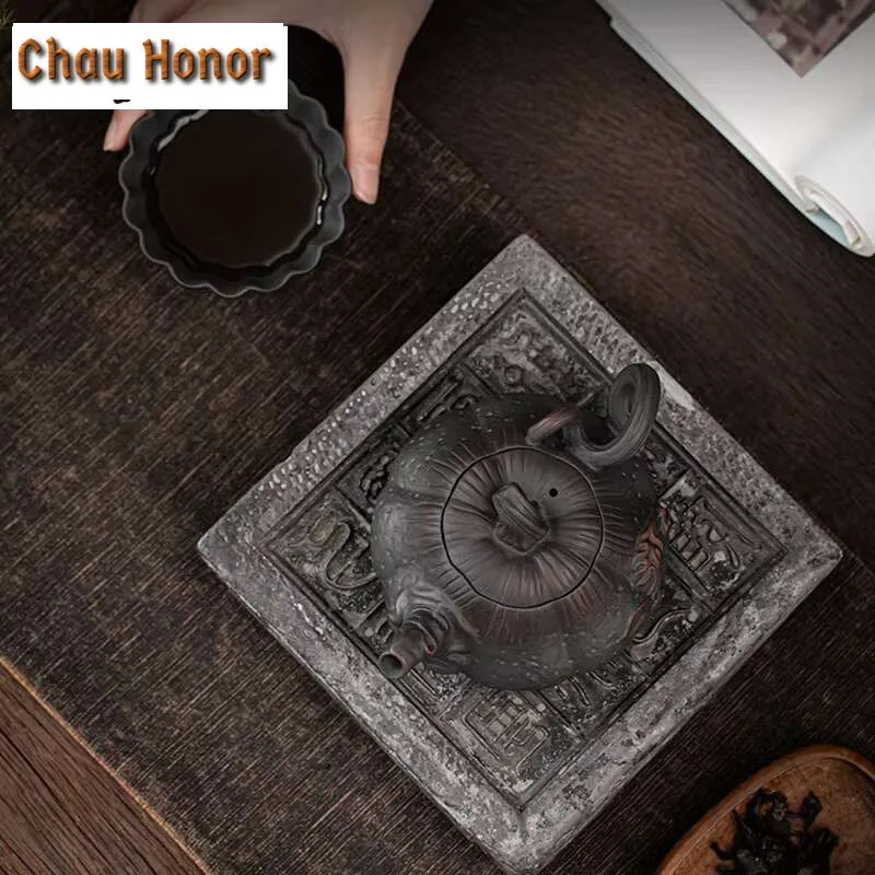230ml Qingxi Purple Pottery Pumpkin Pot Antique Relief Ceramic Teapot Small Teapot Tea Making Device Household Kung Fu Tea Set