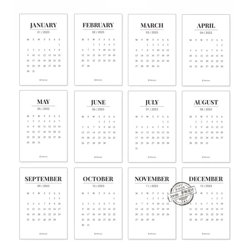 Fromthenon 2023 2024 Calendar Card with Inner Pages Notebook Loose Leaf  Paper A5 A6 A7 A8 Notebook Stationery Supplies - AliExpress