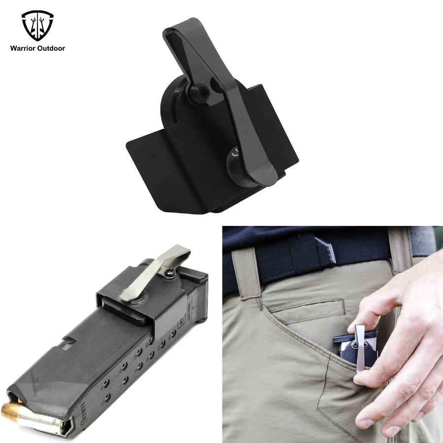 Warrior 9mm / .40 S&W Tactical Heavy Duty Magnetic Pocket Magazine Holder Mag Speed Loader Belt Holster Clips for Hunting Pistol