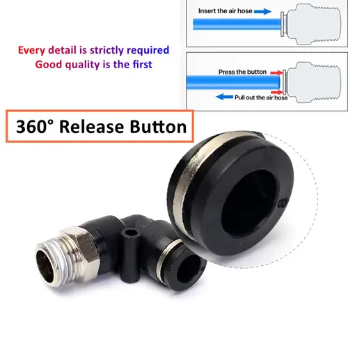 Pneumatic Air Connector Fitting PC/PCF/PB/PKB/PH/PL/PLF/PX/SL 4mm 6mm 8/10mm Thread 1/8 1/4 3/8 1/2 Black Plastic Hose Fittings - Image 4