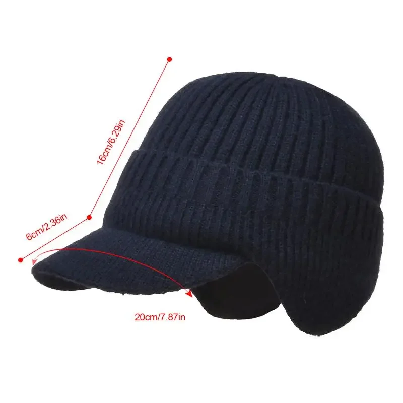 Customizable Knitted Wool Hat with Ear Muffs and Sun Visor Hats Men Cap Hat knitted hat,earflap hat