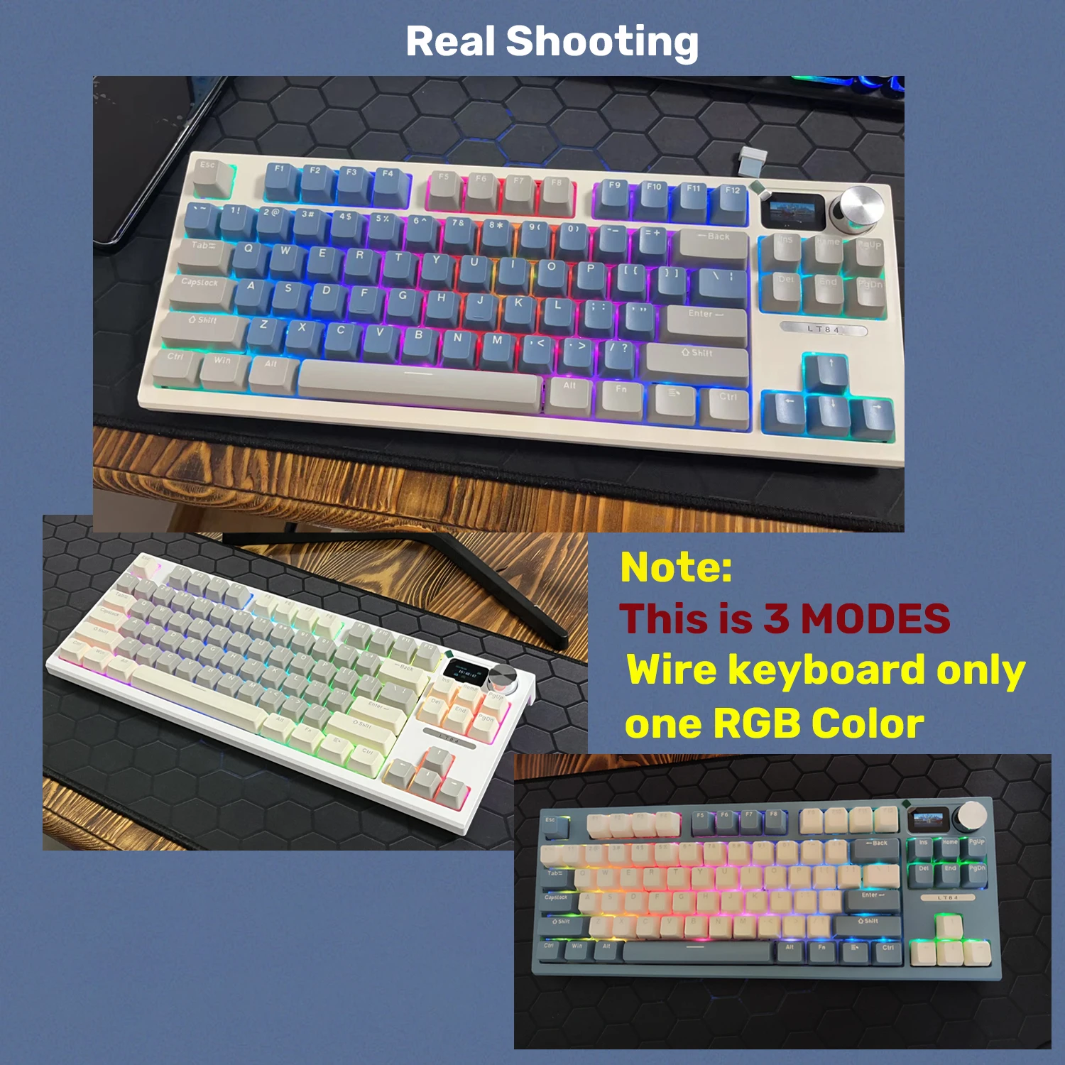 Teclado Mecânico para Jogos 84 Teclas 2.4gbluetooth Completo sem Impacto Rgb Retroiluminado sem Fio com Fio Hot Swap Gamers Teclado K500 Teclado Musicalmachine K500 Langtu-lt84 - Imagem 5