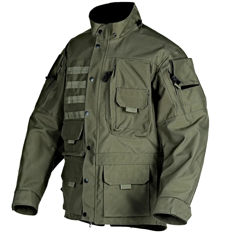 Mens Military Tactical Jacket Wear-resistant Waterproof Multi-pocket Hooded Coat Bomber Windproof Outdoors Combat Hiking Jackets