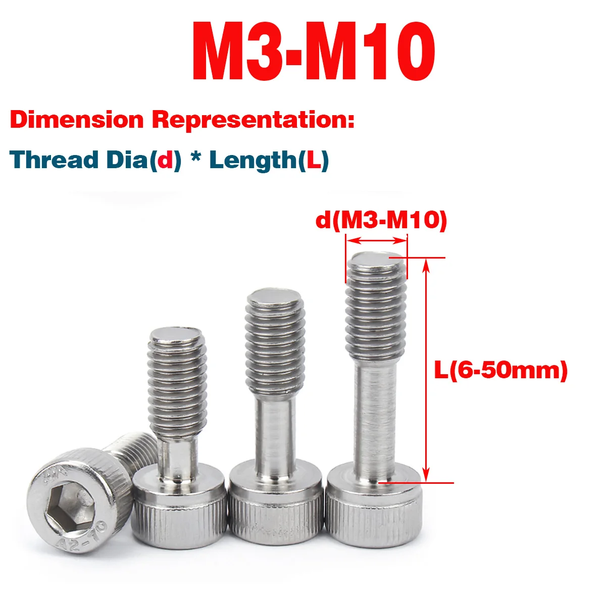 

304 Stainless Steel Hexagon Socket Short Head Anti Falling Screw / Half Tooth Bolt M3M5M6M8M10