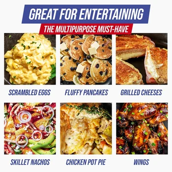 7QT Electric Skillet Nonstick Ceramic Frying Pan 5-in-1 Cooking Appliance with Glass Lid Easy Clean Temperature Control Family 5