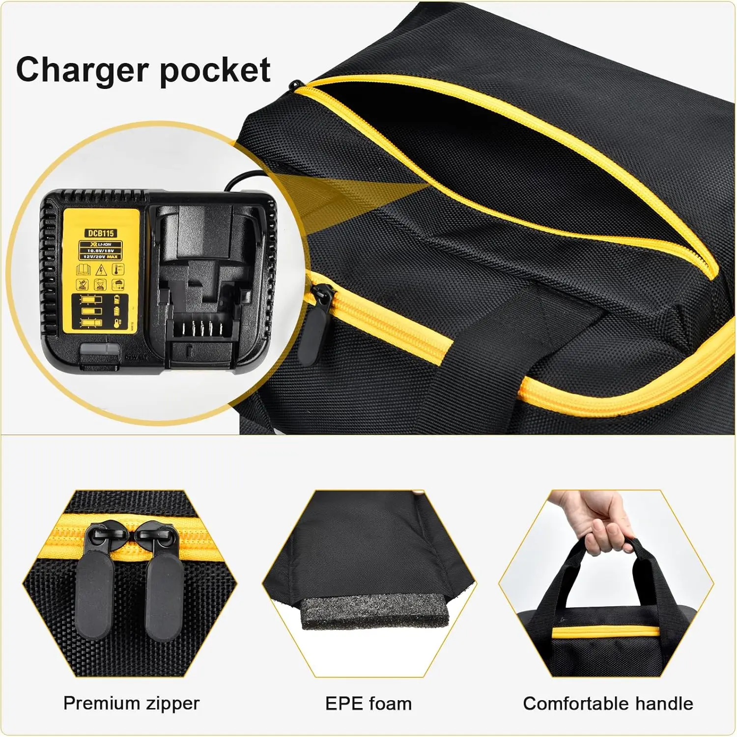 (케이스만 해당) DEWALT 20V MAX XR DCF900P1 DCF900B DCF891B DCF961B DCF899B 무선 임팩트와 호환되는 임팩트 드라이버 가방 케이스