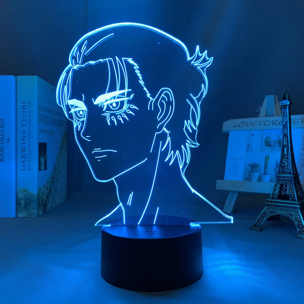 3d Lamp Anime Attack On Titan Eren Yeager For Room Decor Light Battery Powered Kids Birthday Gift Manga AOT Led Light Bedside moon night light