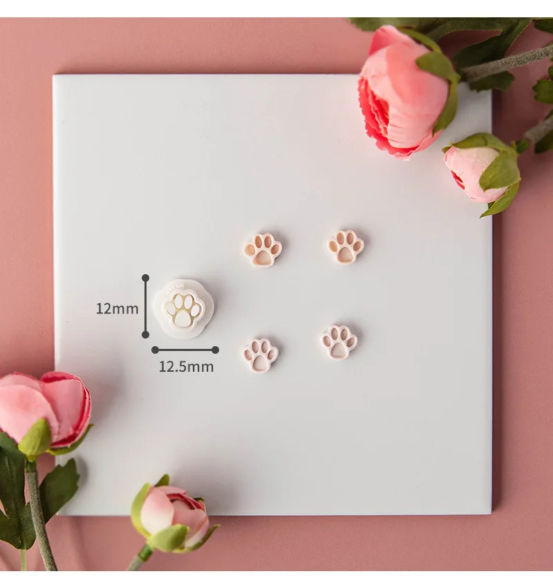 Description Picture 4 of itemCute Cartoon Paw Print Clay Cutter Animal Dog Cat Paw Print Polymer Clay Embossing Cutter for Clay Earring Jewelry Molds Tools