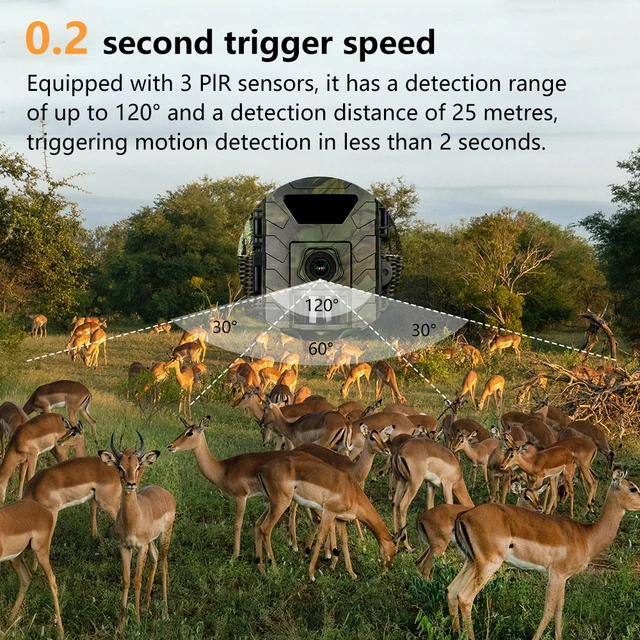 PR803W 2 inch 8K WiFi Trail Camera- 60MP Hunting Camera with Night Vision & App Control,IP66 Waterproof for Wildlife Monitoring 5
