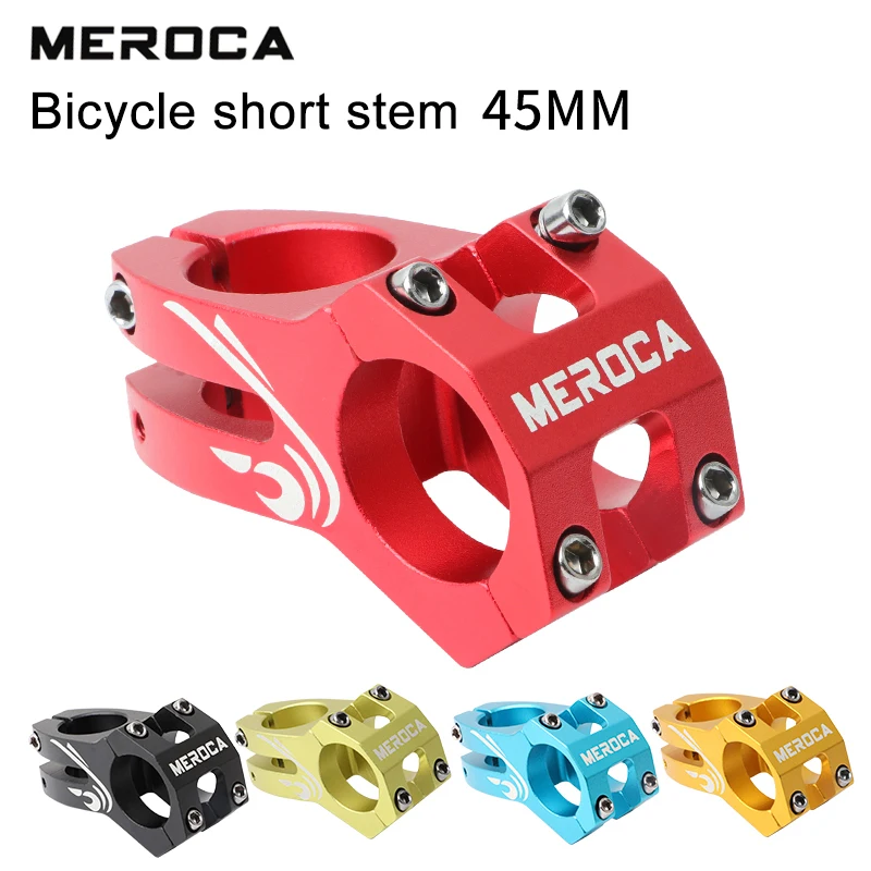 

MEROCA MTB Road Bike Hollow Handlebar Bridge Rod 45mm Aluminum Alloy Short Stem Steering Tube 31.8*45MM Riding Parts Accessories