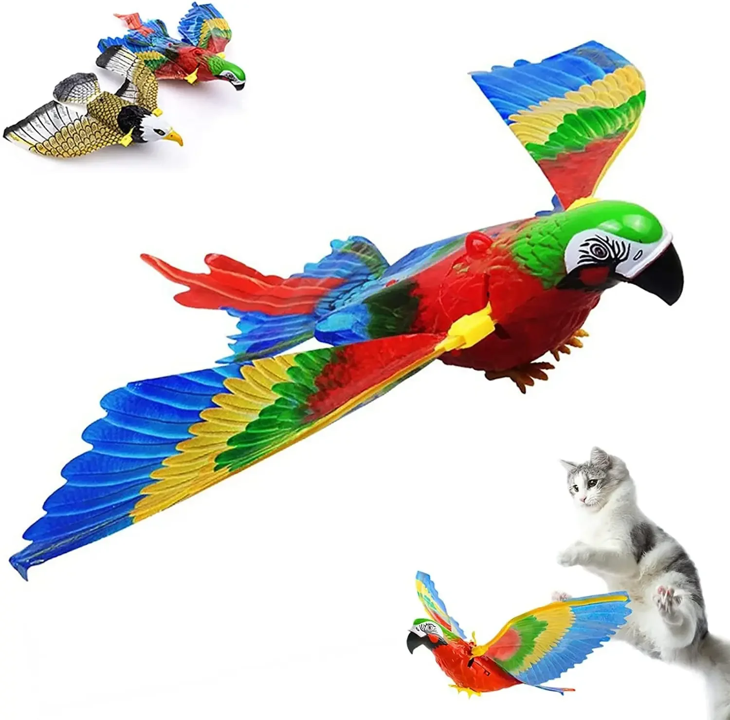 ElectricFlyingBirdCatToyBirdSimulationInteractiveHangingParrot