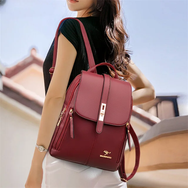 Elegance meets practicality with the Luxury Women Leather Backpack.