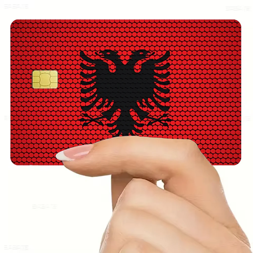 Bank Card Stickers Albania flag Stickers Credit Card Visa Debit Bank Charge Card Bus Metro Waterproof Sticker Decal Decoration