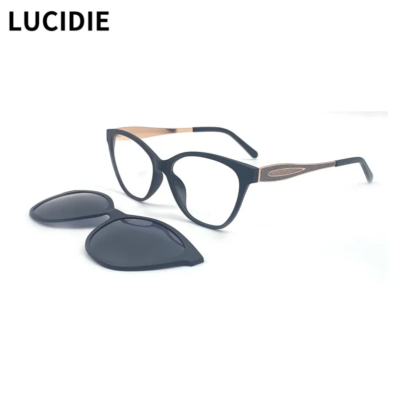 

LUCIDIE Cat Eye Vintage Sunglasses Women Man ULTEM Magnetic Glasses Clip on Classic Design 2022 Optical Myopia Eyeweay Frame 953