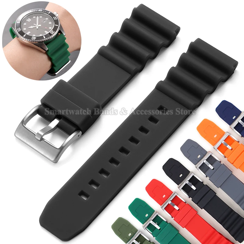Silicone Waterproof Diving Wristband, 20mm/22mm - Premium Strap