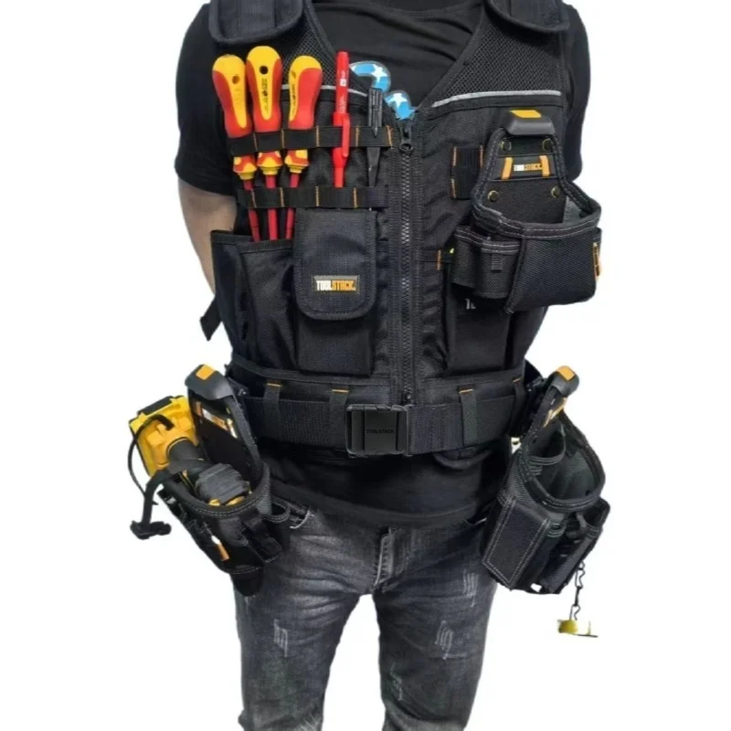 Heavy-Duty Multi-Pocket Construction Vest with Adjustable Straps