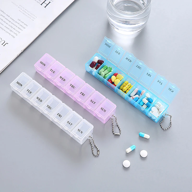

7 Days Pill Medicine Box Weekly Tablet Holder Storage Organizer Container Case Pill Box Splitters 3 Colors Pill Case Organizer