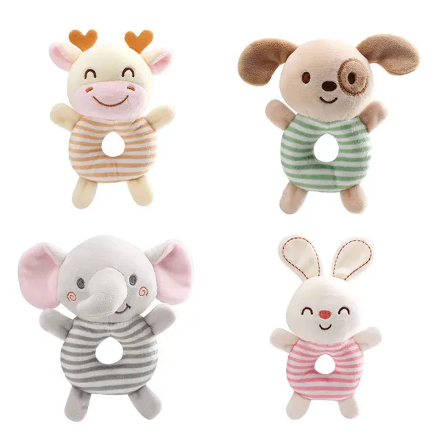 Hochet en peluche pour bébé de 0 à 24 mois, jouets de lit avec anneau à main, animaux de dessin animé, jouet éducatif précoce, nouvelle collection 1