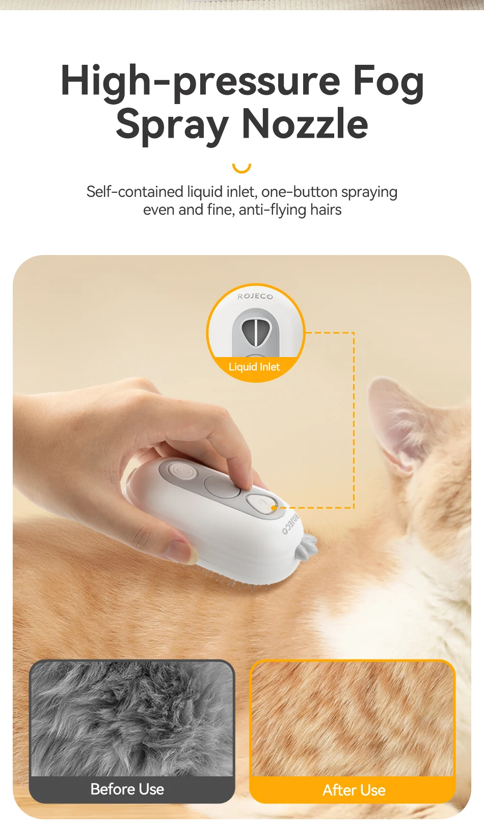 Pet Steam Comb Cat Hair Brush Electric Sprayer Cat Dog Brushes for Massage - PeticaDeals