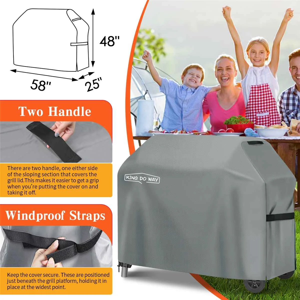 Waterproof BBQ Cover Anti-Dust Storage Outdoor Heavy Duty Charbroil Grill Cover Rain UV Protective Barbecue BBQ
