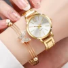 6PCS/Set Fashion Women's Watch Gold Steel Band Quartz Watches Butterfly Jewelry Set（Without Box） 2