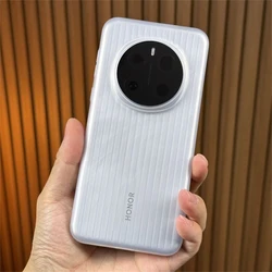 Matte Clear Hard Silicone Case with Luggage Stripe Design for Honor Magic 6Pro (Matte white)