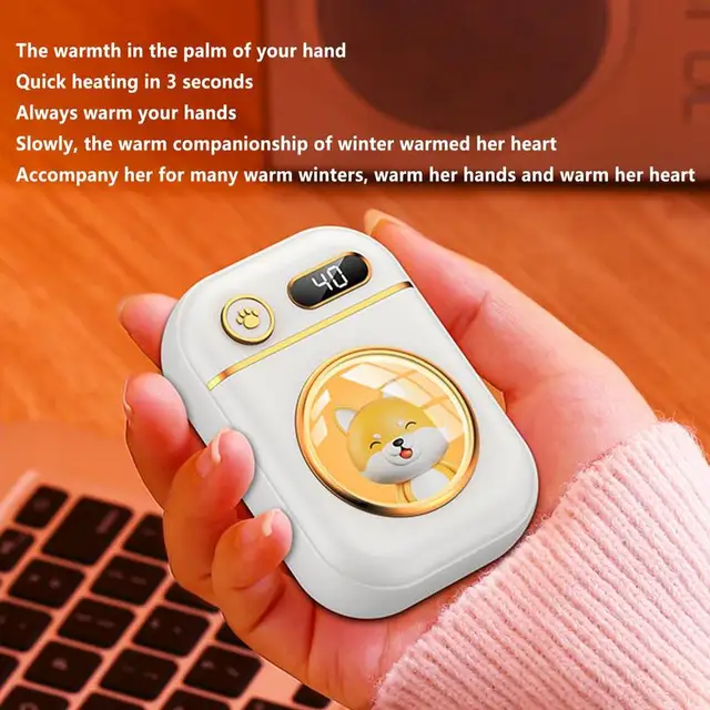 Portable Mini Electric Hand Warmer Cute Pet Pocket Hand Warmer With Flashlight USB Power Bank Hand Heater Temperature Adjustable 2