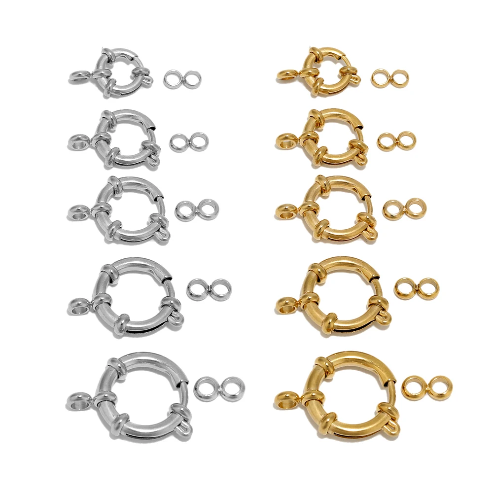 Stainless Steel Round Spring Ring Clasps DIY Clavicle Necklace Hooks Jewelry Making Connectors Findings Bracelet Supplies 4pcs
