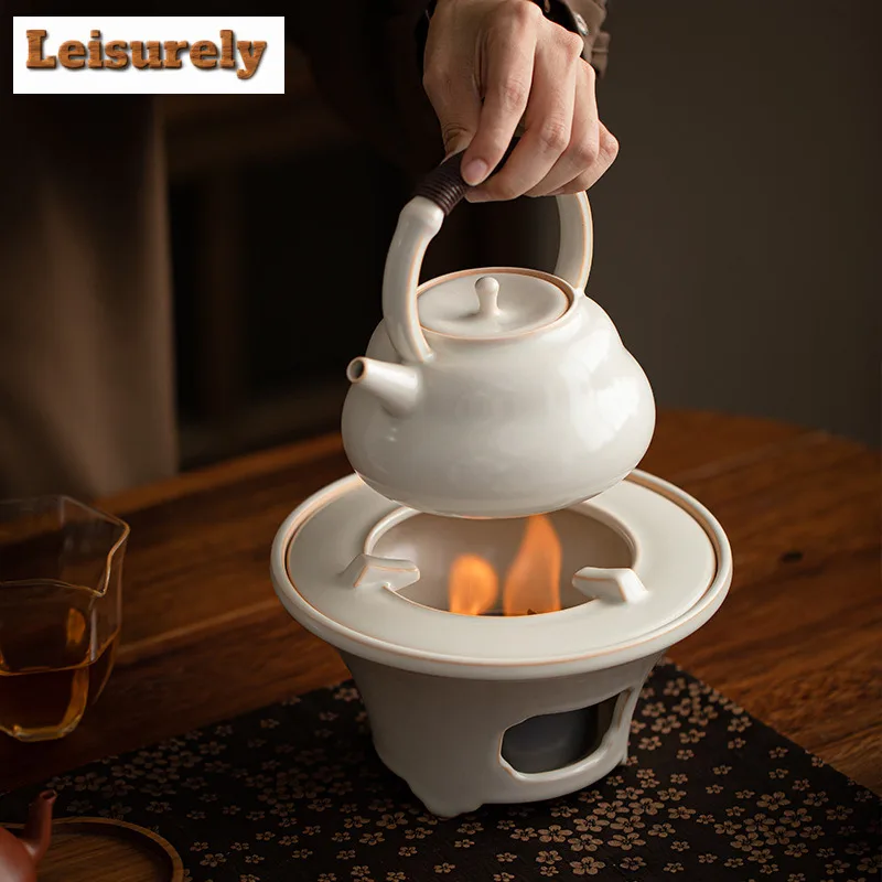 Soda Glazed Lifting Handle Pot Tea Warmer Holder Candle Heater Stove Household Kettle Stand Boiling Water Carbon Furnace Teaware